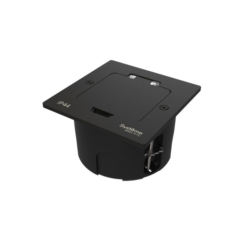 MultiDesk Лючок на 2 модуля IP44 с монтажной коробкой для стены, фальшпола, стола ЧЁРНЫЙ матовый, тип MDK20 | MDK20102MBA | SE