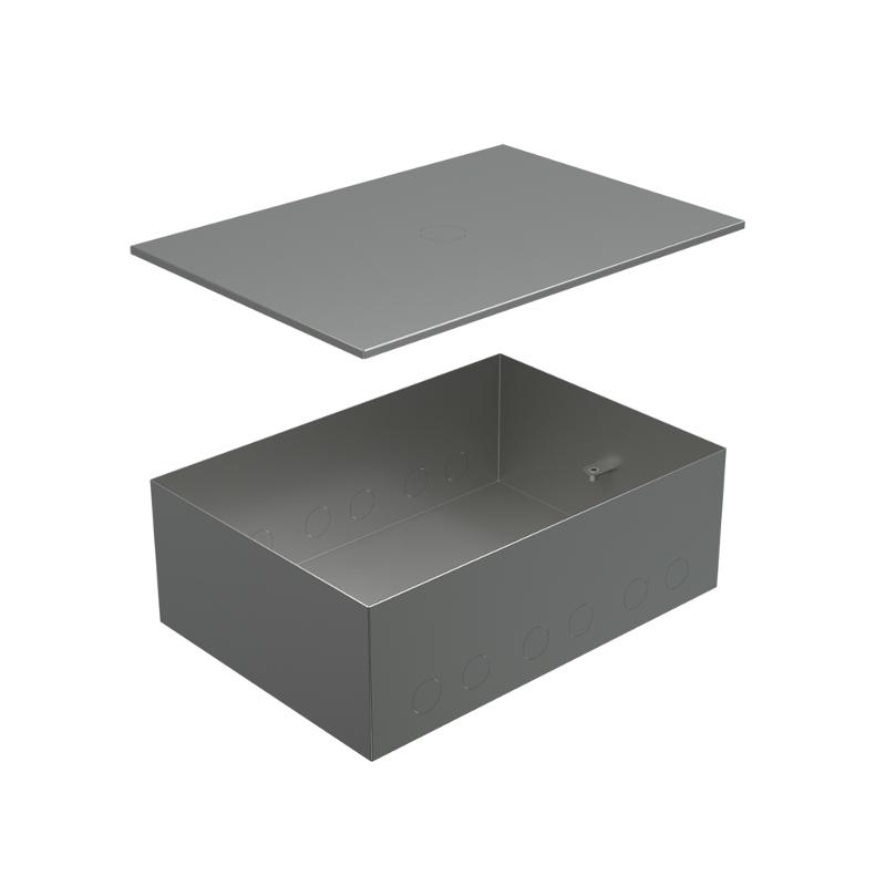 BOX/8-12 Металлическая  коробка с крышкой для заливки в пол 309х217х105мм, для люков 70083, 70012 | 70181 | Ecoplast