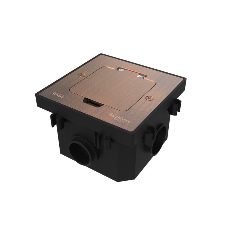 MultiDesk Лючок на 2 модуля IP44 с монтажной коробкой для бетонных полов МЕДЬ, тип MDK20 | MDK20202CC | SE