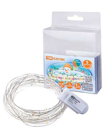 Гирлянда светодиодная "Роса50" 50LED, 5м, многоцвет., 2хCR2032 , | SQ0361-0060 | TDM ELECTRIC