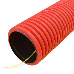 Труба гофрированная двустенная ПНД гибкая тип 750 (SN8) с/з красная д200 (35м/уп) (муфта, 2 кольца) | PR15.0178 | Промрукав