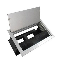 LUK/2AL Люк настольный встраиваемый на 2 поста (45х45мм) с крышкой, алюминий IP20 | 70042 | Ecoplast