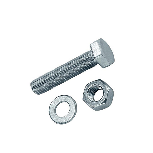 Болт DIN933 с шестигранной головкой оцинк. М10х70 + гайка + шайба (2 шт) - пакет ( 0,124 кг) | 112727 | Tech-KREP