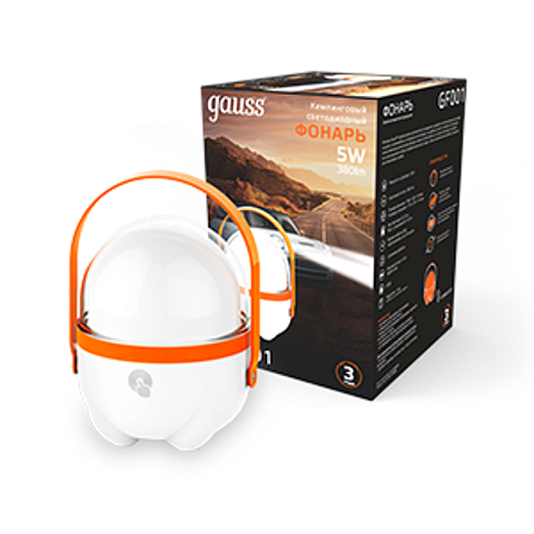 Фонарь кемпинговый GFL001 5W 380lm Li-ion 3600mAh диммируемый оранжевый LED 1/20/40 | GF001 | Gauss