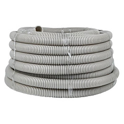 Труба гофр. ПВХ с протяжкой d32 мм (30 м) серая -Plast | tg-z-32-30 | EKF