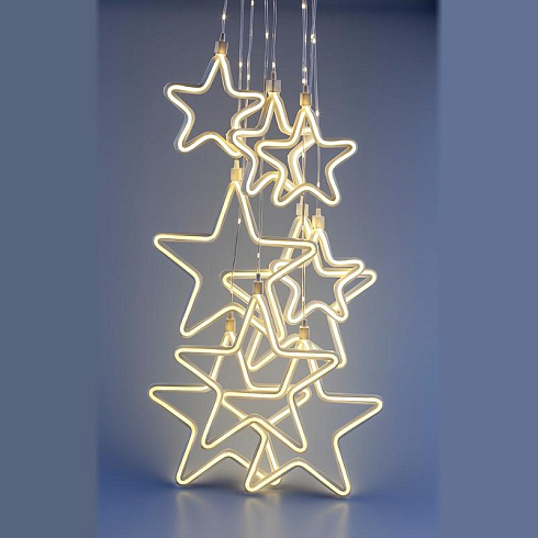 Гирлянда занавес  Неоновые звезды, теплый белый, 2,4 м* 08 м, ЕGNIG - ST  , 220 V,  8 режимов, длина провода 1,5 м, IP2 | Б0051877 | ЭРА