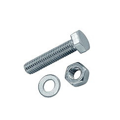 Болт DIN933 с шестигранной головкой оцинк. М6х90 + гайка + шайба (3 шт) - пакет ( 0,066 кг) | 136912 | Tech-KREP