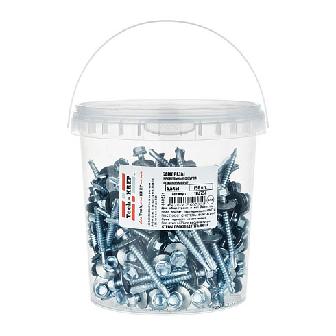 Саморез КР ZP св. 5,5х51 (150 шт) - ведро ( 1,465 кг) | 104754 | Tech-KREP