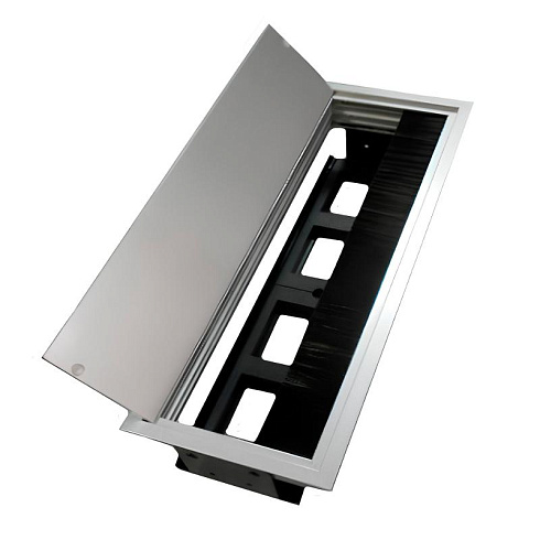 LUK/4AL Люк настольный встраиваемый на 4 поста (45х45мм) с крышкой, алюминий IP20 | 70044 | Ecoplast