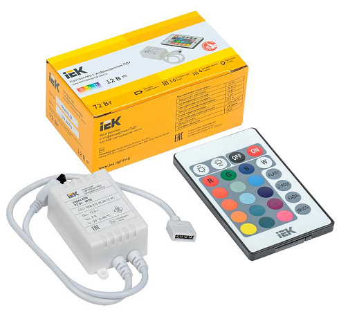 Контроллер с ПДУ ИК RGB 3 канала 12В 2А 72Вт | LSC1-RGB-072-IR-20-12-W | IEK