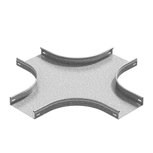 Разветвитель крестообразный плавный универсальный к лотку 200х80, толщ. 1,0 мм, Сендзимир цинк, 086928 | ХТРП-200х80-1,0-R100-СЦ |  Ostec