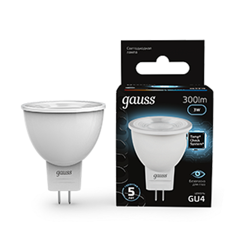Лампа светодиодная LED 3Вт GU4 220В 4100К MR11 d35х45мм | 132517203 | Gauss