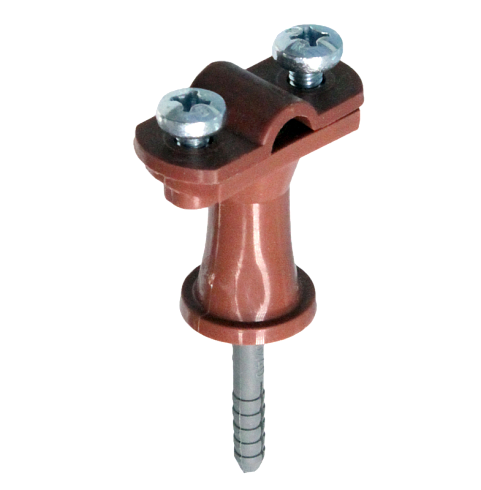 Держатель проводника круглого 6-10 мм коричневый, высота 38 мм, пластик с дюбелем 40 мм|70618|Ezetek