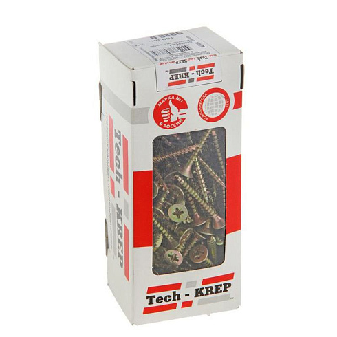 Саморезы универсальные 50х6,0 мм (100 шт) желтые - коробка с окном ( 0,593 кг) | 102270 | Tech-KREP