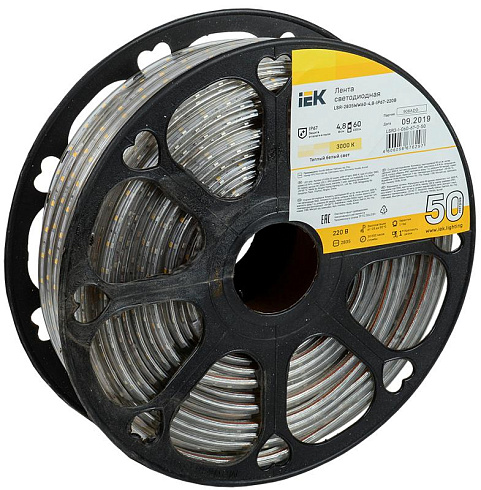 Лента светодиодная 50м LSR-2835WW60-4,8-IP67-220В | LSR3-1-060-67-0-50 | IEK