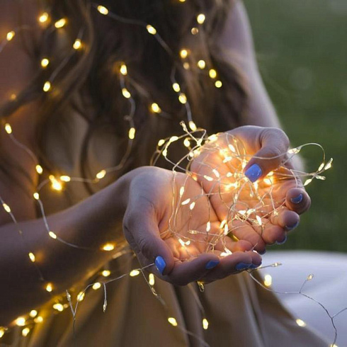 Гирлянда световая  Мишура, ЕNIG - 100M  , теплый белый, 100 micro диодов, 3 м, 220V, IP20 | Б0051871 | ЭРА