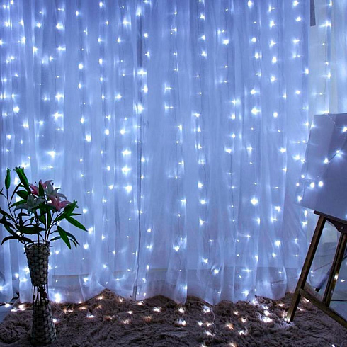 Гирлянда световая  Дождь/Занавес 3*2 м, ЕNIGW - 320W  , 320  диодов, холодный белый, 8 режимов, 220V, IP20 | Б0051874 | ЭРА