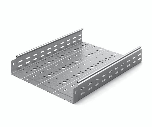 Металлический лоток перфорированный 400х80х3000, толщ. 1,0 мм, Сендзимир цинк, 014480 | ЛПМЗТ-400х80х3000-1,0-СЦ |  Ostec