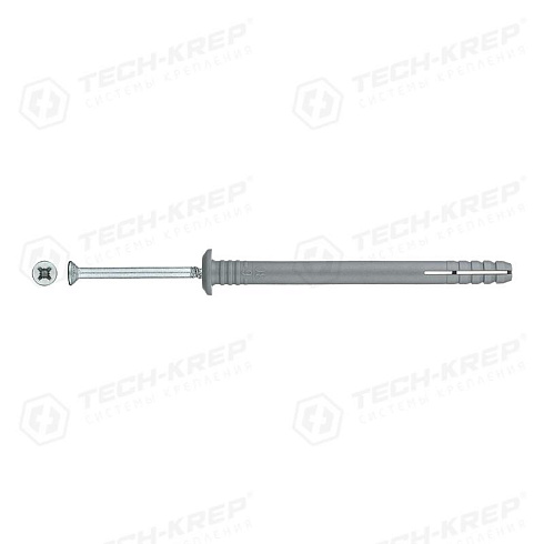 Дюбель-гвоздь 6х80 гриб. манжета (полипропилен) (100 шт) - ведро ( 0,693 кг) | 101991 | Tech-KREP