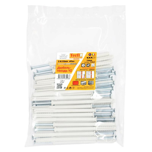 Дюбель-гвоздь YZ потайн. манжета нейлон 8x120 (40 шт)- пакет | 147495 | Tecfi