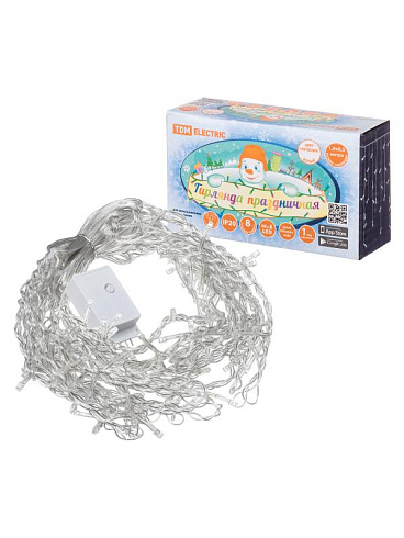 Гирлянда светодиодная "Бахрома" 1,9х0,5 м, 68LED, многоцветн., 8 режимов, 250 В, IP20, | SQ0361-0078 | TDM