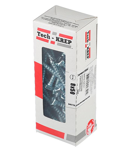 Болт DIN 571 сантехнический оцинк 8х50 (25 шт) - коробка с ок. Tech-Kr ( 0,441 кг) | 126554 | Tech-KREP