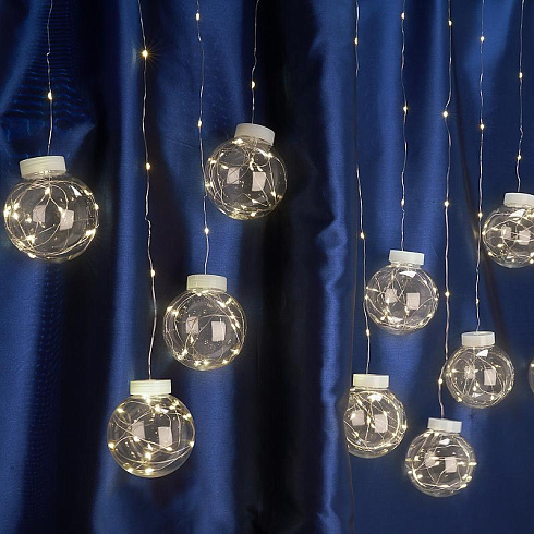 Гирлянда "бахрома с шариками" USB 200 LED 5000K, длина 3*0,8м, IP20, сетевой шнур 2м в комплекте , CL592 | 41642 | FERON