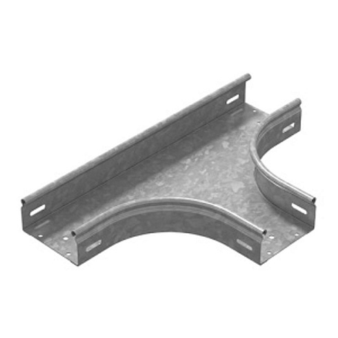 Т-отвод плавный универсальный к лотку 200х100, толщ. 1,5 мм, Сендзимир цинк, 070821 | ТТРП-200х100-1,5-R100-СЦ |  Ostec