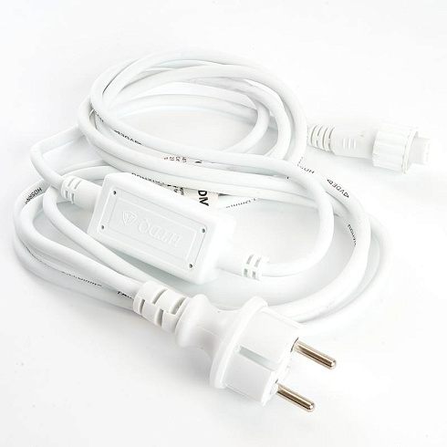 Сетевой шнур для гирлянд 3м, 2*0,5мм2, IP44, белый, DM403 | 48189 | FERON