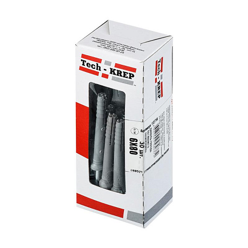 Дюбель-гвоздь 6х80 пот. манжета (полипропилен) (30 шт) - коробка с ок ( 0,21 кг) | 112714 | Tech-KREP