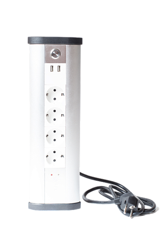 Блок розеточный управляемый (WI-FI), 4х2К+З, 2-USB (45х45), алюминий | 400007 | SPL