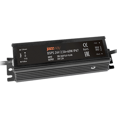 Драйвер для светодиодной ленты LED BSPS 24V 2,50A=60W IP67 3 г.гар. | .5015524 | Jazzway