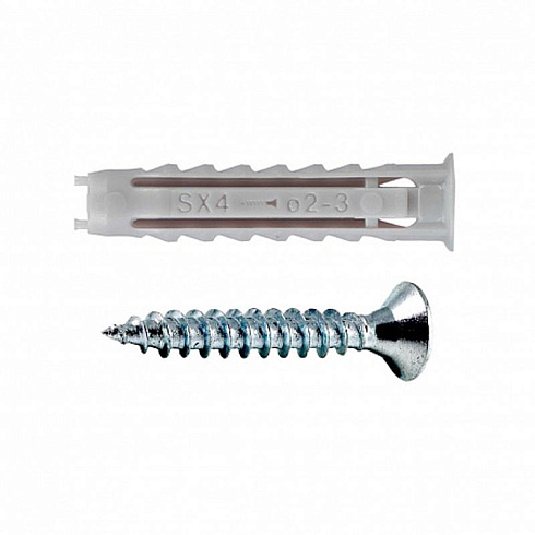 Дюбель для полнотелых материалов + шуруп SX 4X20 (50 шт)-пакет | 152275 | Fisher