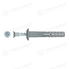 Дюбель- гвоздь 6х40 гриб. (полипропилен) 300 шт - пакет ( 1,058 кг) | 125574 | Tech-KREP