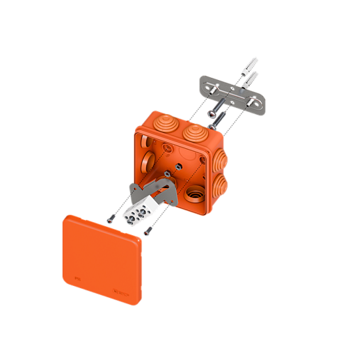 Коробка огнестойкая E45 85х85х40мм с клеммниками 4 полюса 0,5-4мм2 IP55 HF | plc-kmfr-85-404 | EKF