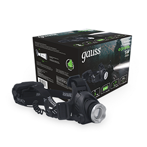 Фонарь налобный GFL407 5W 450lm Li-ion 2400mAh LED 1/12/48 | GF407 | Gauss
