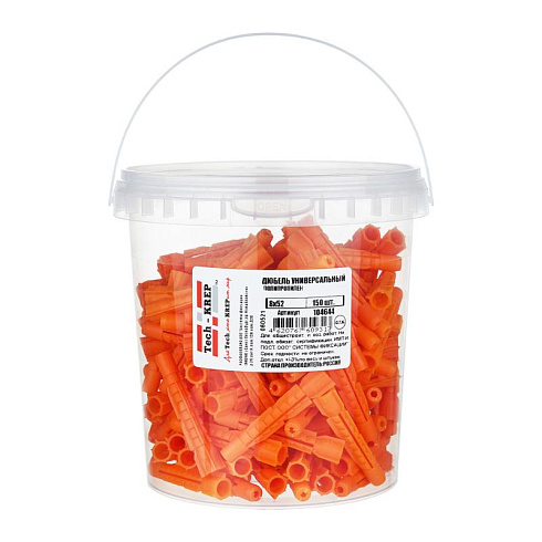 Дюбель универсальный 8х52 без бортика (150 шт) - ведро ( 0,288 кг) | 104644 | Tech-KREP