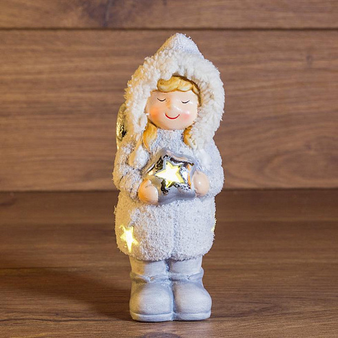 Керамическая фигурка "Снегурочка со звездой" 7,5*7,5*18 см | 505-006 | NEON-NIGHT