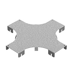 Крышка к разветвителю крестообразному горизонтальному к лотку ПЛК 150, толщ. 1,2 мм, Сендзимир цинк, 022403 | КХРП-150-1,2-R100-СЦ |  Ostec