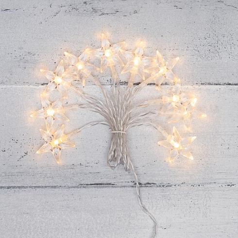 Гирлянда светодиодная Звездочки 1,5 м, 10 LED, прозрачный ПВХ, цвет свечения теплый белый, 2 х АА (батарейки не в комплекте) | 303-091 | NEON-NIGHT