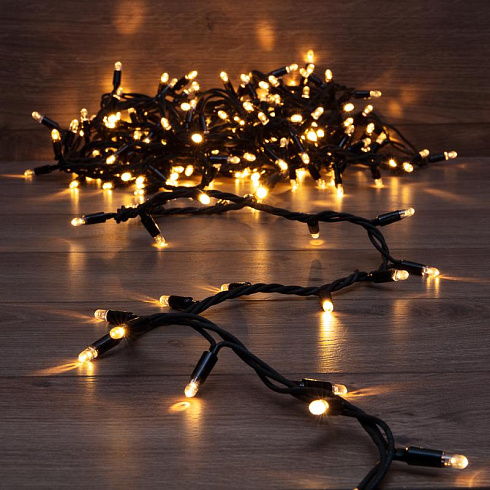 Гирлянда Нить (дюраплей) 10м, с эффектом мерцания, черный каучук, 230В, цвет Тёплый белый | 315-196 | NEON-NIGHT