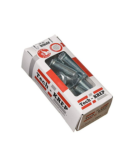 Болт DIN933 с шестигранной головкой оцинк. М16х50 (15 шт) - коробка с ок. Tech-K ( 1,577 кг) | 126535 | Tech-KREP