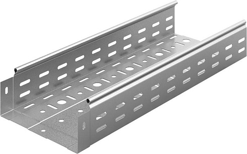 Металлический лоток перфорированный 200х80х3000, толщ. 1,0 мм, Сендзимир цинк, 014280 | ЛПМЗТ-200х80х3000-1,0-СЦ |  Ostec