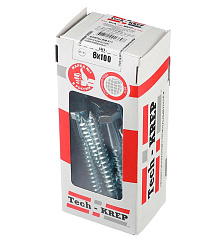 Болт DIN 571  сантехнический оцинк 8х100 (20 шт) - коробка с ок. | 126559 | Tech-Krep