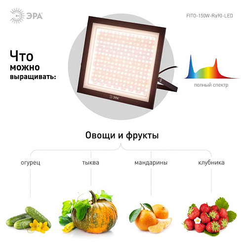 Фитопрожектор для растений светодиодный  FITO-150W-Ra90-LED полного спектра профессиональный 150 Вт | Б0059880 | ЭРА