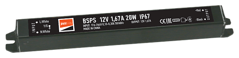 Драйвер для ленты BSPS 12V1,67A=20W IP67 3 г.гар. | .3329242A | Jazzway