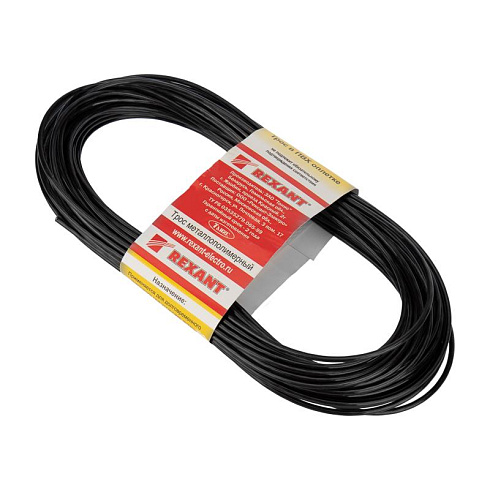 Трос стальной в ПВХ оплетке d=2,5 мм, черный ( моток 20 м) | 09-5125-3 | REXANT