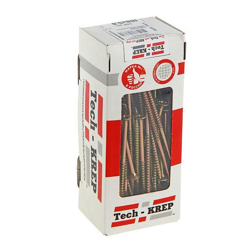 Саморезы универсальные 100х5,0 мм (100 шт) желтые - коробка с окном ( 0,776 кг) | 102268 | Tech-KREP