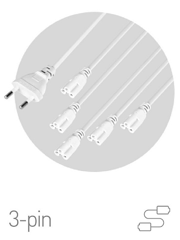 Разветвитель сетевой для фитолампы FITO 5х IEC C5 (3-pin) 2 м для подключения 5 светильников | Б0059055 | ЭРА