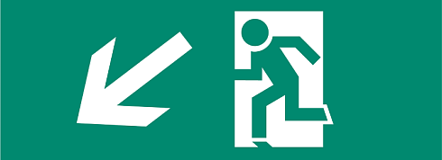 Наклейка для аварийного светильника S3 для ДСА-503 328*119 "Направление к эвак.выходу вниз налево" (штрифт нестандарт) | .5035157 | ФАZA